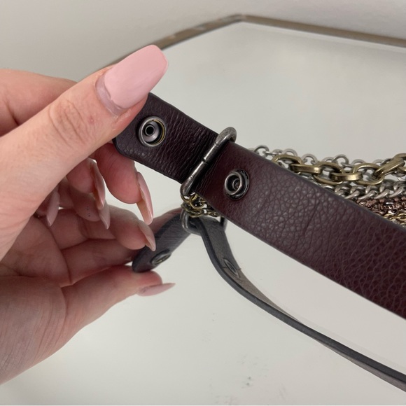COLDWATER CREEK 90s Dark Brown Leather Bohemian Layered Multi Chain Drape Belt - Picture 7 of 8